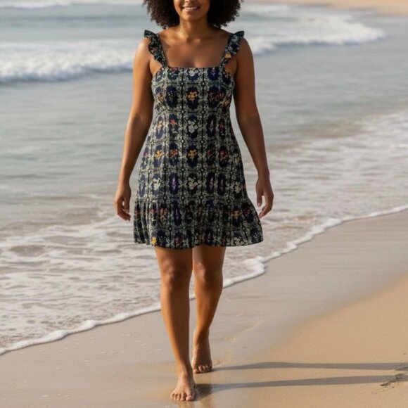 Agua Bendita x Target Dainty Floral Tile Multicolor Ruffle Mini Dress Size XXL - Picture 1 of 13